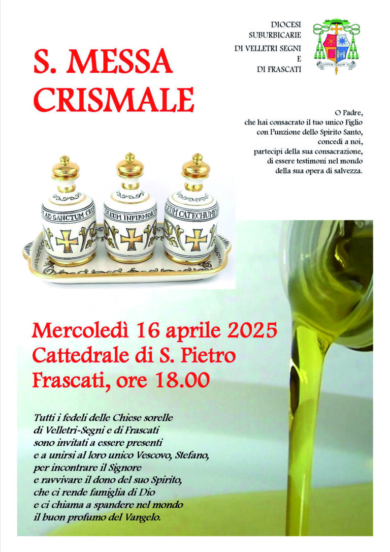 16 aprile – Frascati, Cattedrale San Pietro: Santa Messa Crismale