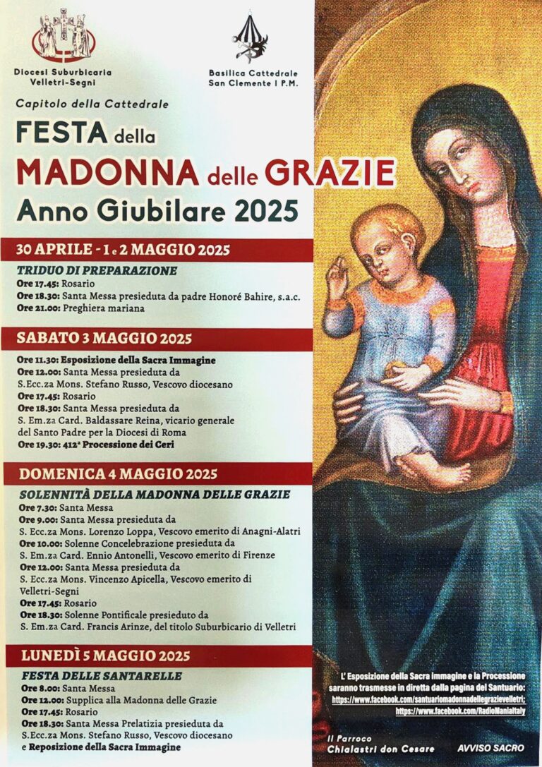 Domenica 4 maggio – Festa della Madonna delle Grazie