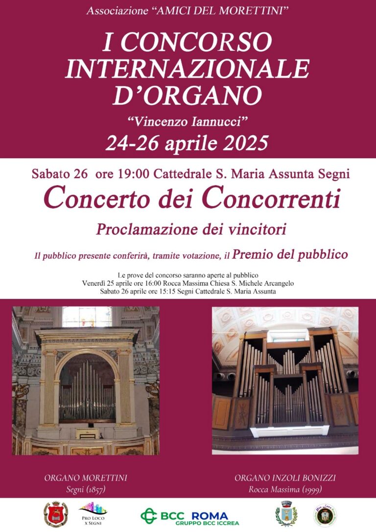 Segni, cattedrale Santa Maria Assunta – Primo Concorso Internazionale d’Organo
