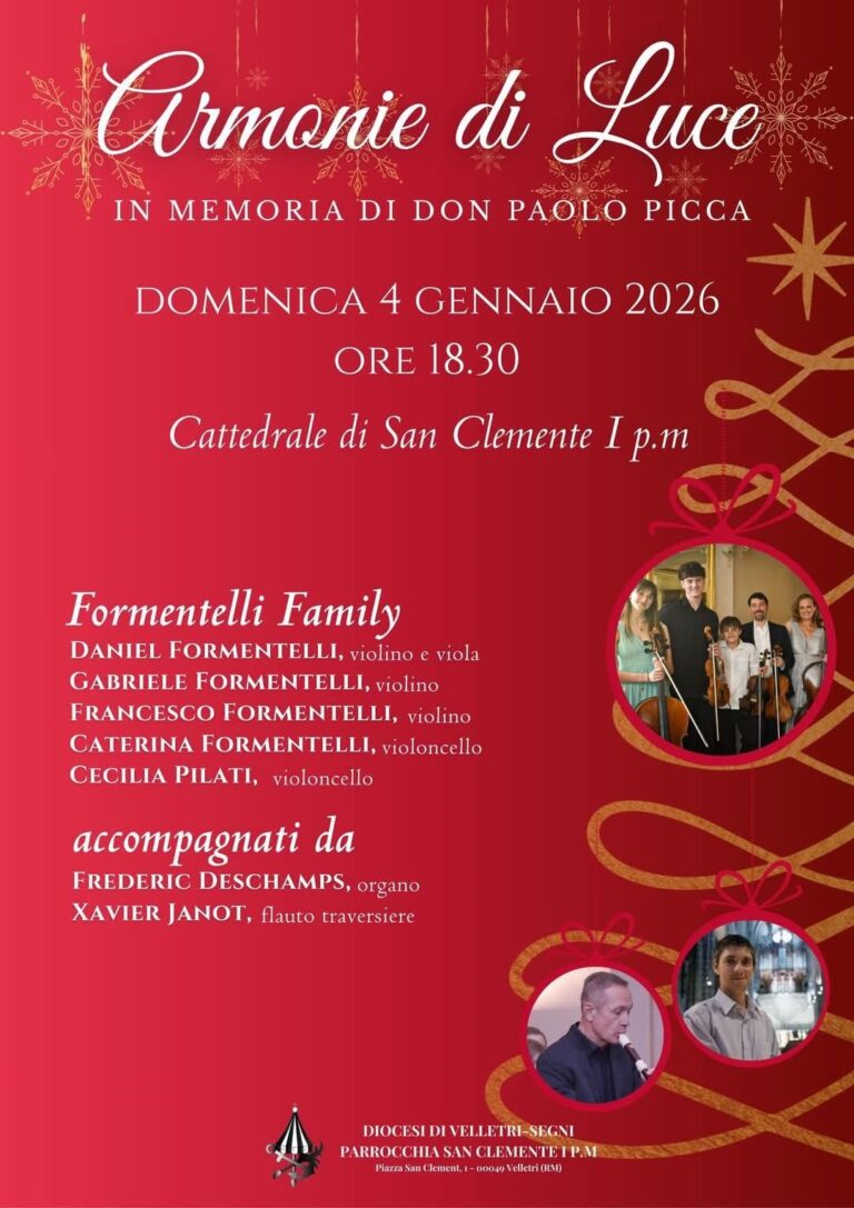 Domenica 4 gennaio – Velletri, Cattedrale di San Clemente I PM: concerto ”Armonie di luce”