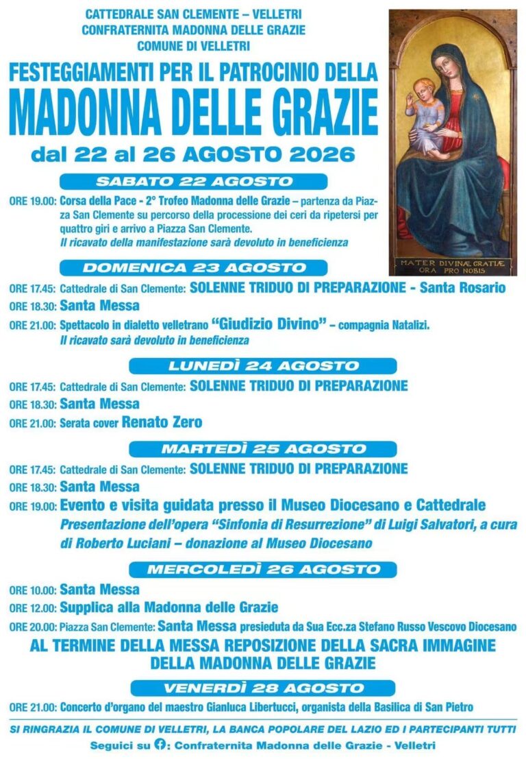 22-26 agosto – Festeggiamenti per il Patrocinio della Madonna delle Grazie