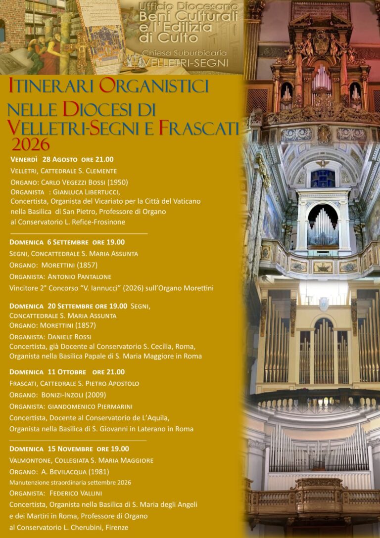 Itinerari organistici nelle Diocesi di Velletri-Segni e di Frascati | Edizione 2026